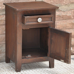 Hand Carved Wooden French Bedside Brown