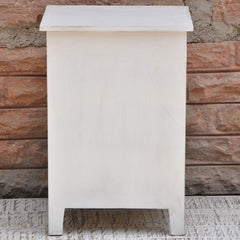 Hand Carved Wooden French Bedside White