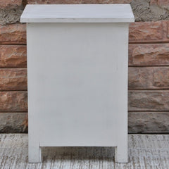 Hand Carved Wooden Bedside White B