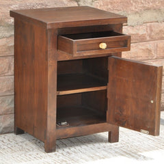 Hand Carved Wooden Bedside Brown C