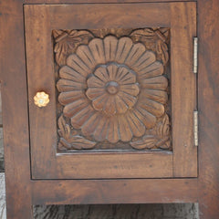 Hand Carved Wooden Bedside Brown C