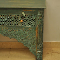 Indian Carved Green Console Table