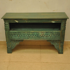 Indian Carved Green Console Table