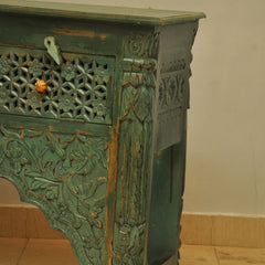 Indian Carved Green Console Table