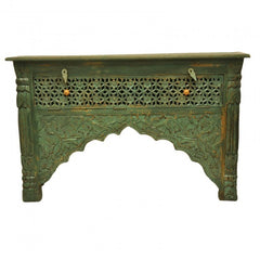 Indian Carved Green Console Table