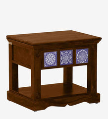 Moroccan Mosaic Mango Wood Bedside Table In Scratch Resistant Provincial Teak Finish