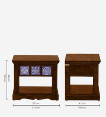 Moroccan Mosaic Mango Wood Bedside Table In Scratch Resistant Provincial Teak Finish