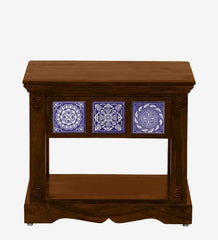 Moroccan Mosaic Mango Wood Bedside Table In Scratch Resistant Provincial Teak Finish