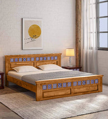 Moroccan Mosaic Mango Wood King Size Bed In Scratch Resistant Rustic Teak Finish