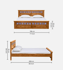 Moroccan Mosaic Mango Wood King Size Bed In Scratch Resistant Rustic Teak Finish