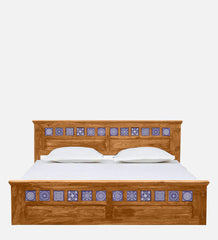 Moroccan Mosaic Mango Wood King Size Bed In Scratch Resistant Rustic Teak Finish