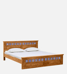 Moroccan Mosaic Mango Wood King Size Bed In Scratch Resistant Rustic Teak Finish