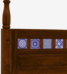 Moroccan Mosaic Mango Wood King Size Poster Bed in Scratch Resistant Provincial Teak Finish