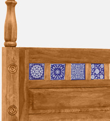 Moroccan Mosaic Mango Wood King Size Poster Bed in Scratch Resistant Rustic Teak Finish