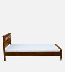 Moroccan Mosaic Mango Wood Queen Size Bed In Scratch Resistant Provincial Teak Finish with Tiles on Footrest