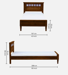 Moroccan Mosaic Wood Wood Single Bed In Scratch Resistant Provincial Teak Finish