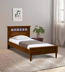 Moroccan Mosaic Wood Wood Single Bed In Scratch Resistant Provincial Teak Finish