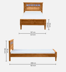 Moroccan Mosaic Mango Wood Single Bed In Scratch Resistant Rustic Teak Finish