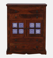 Moroccan Mosaic Mango Wood Chest Of Drawers In Honey Oak Finish