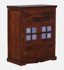 Moroccan Mosaic Mango Wood Chest Of Drawers In Honey Oak Finish