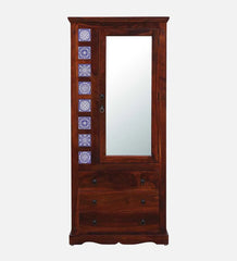 Moroccan Mosaic Handmade Mango Wood 1 Door Wardrobe In Honey Oak Finish