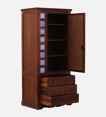 Moroccan Mosaic Handmade Mango Wood 1 Door Wardrobe In Honey Oak Finish