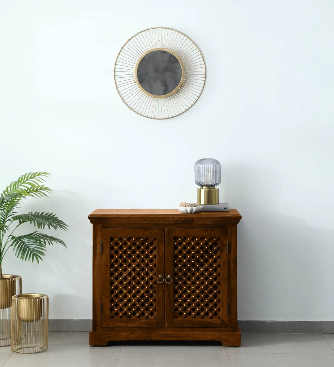 Shanti Surprise Sheesham Wood Cabinet In Scratch Resistant Provincial Teak Finish