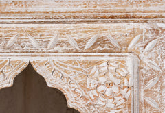 Mehrab Solid Mango Wood Indian Hand Carved Bookshelf Whitewash 50x40x180cm  -  