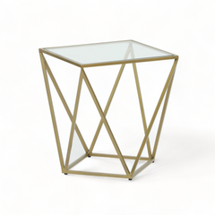 Kraft Bazaar Gold Geometric Side Table 40x40x45Cm