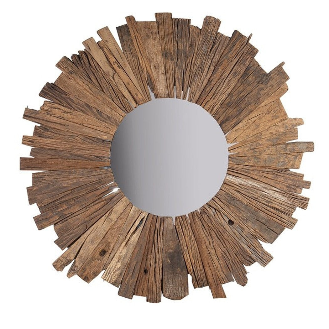 Live Edge Sleeper Antique Round Mirror Frame Small Wall Mirror 65x65cm