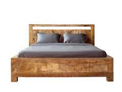 Solid Wood Indian King Size Bed  Natural