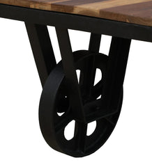 Kraft Bazaar Teak Wood Cart Coffee Table 120x60x38Cm