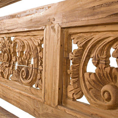 Indian Furniture Hand Carved Solid Hard Wood Bench in Natural