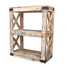 Metal Factory Timber Bookshelf On Wheels