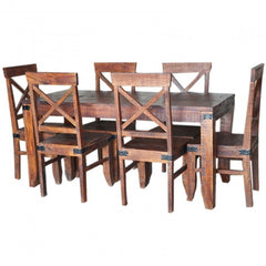 Metal Factory Dining Setting 1.6m Brown