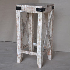 Metal Factory Reclaimed timber Bar Stool White