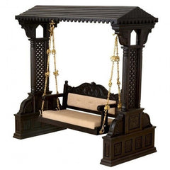 Intricately Carved Design Wooden Indian Jhula Swing Daybed