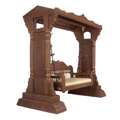 Hand Carved Elephant Design Swing Daybed Brown