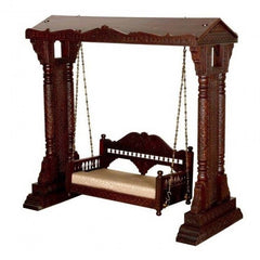 Hand Carved Elephant Design Swing Daybed Brown