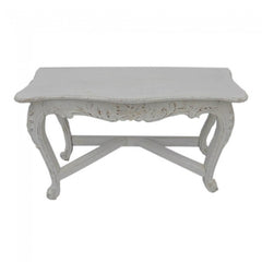 Hand Carved Console Hall Table White