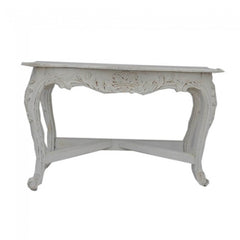 Hand Carved Console Hall Table White