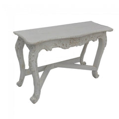 Hand Carved Console Hall Table White