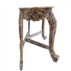 Hand Carved Console Hall Table - Distressed white