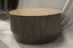 Handmade Bone Inlay Carved Round Coffee Table In Honey Comb Pattern 90x90x45Cm