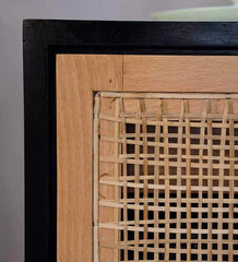 Rattan Elegance Series Mango Wood 4 Doors Cabinet in Black Finish