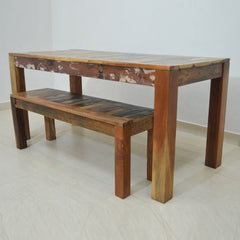 NIRVANA Reclaimed Boat Wood Large Dining Bench Setting NATURAL 180x90cm