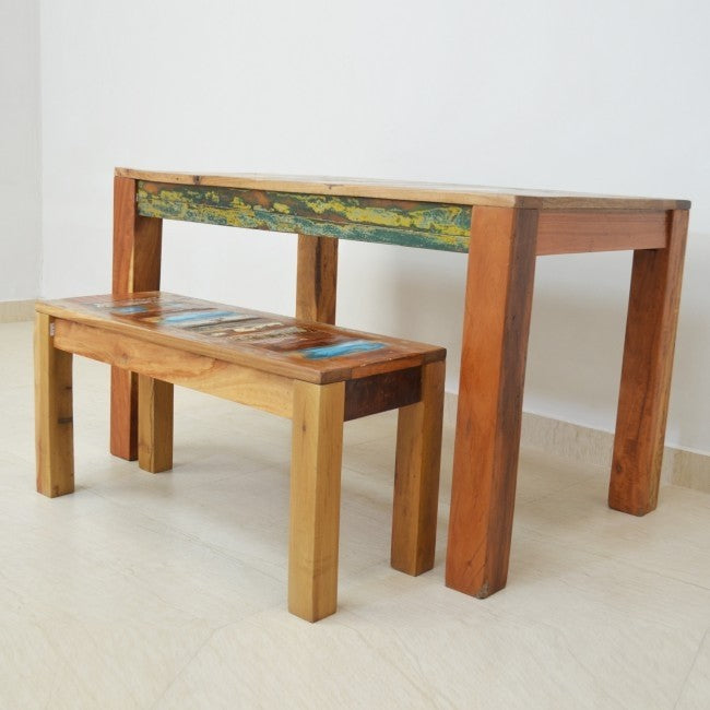 NIRVANA Reclaimed Boat Wood Small Dining Bench Setting NATURAL 120x75cm