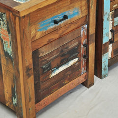 NIRVANA Reclaimed timber Pair of Bedside cabinet lamp tables 45x40x65 cm