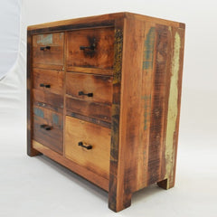 NIRVANA Reclaimed timber Dresser Tallboy Chest of 6 drawers 80x40x80 cm