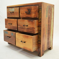 NIRVANA Reclaimed timber Dresser Tallboy Chest of 6 drawers 80x40x80 cm